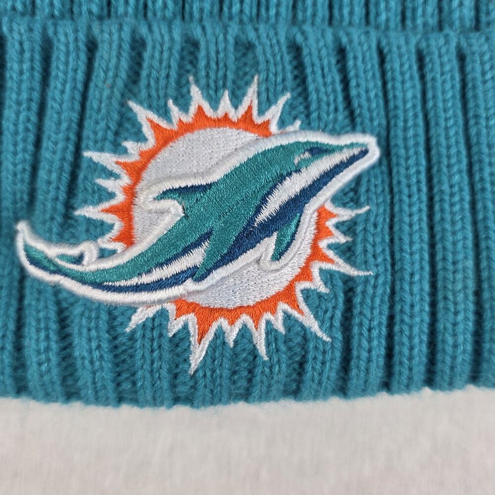 New Era Miami Dolphins NFL Youth Beanie Hat Knit Cap Teal Blue Fleece Lined - Picture 4 of 7